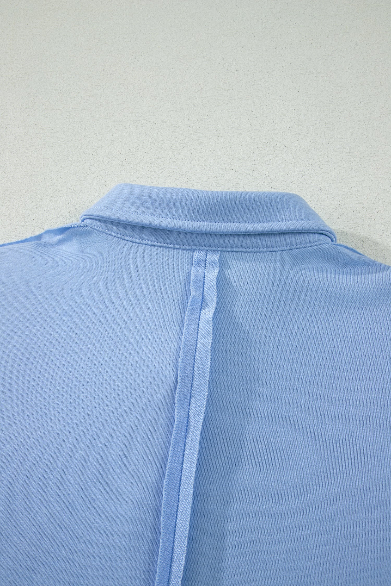 Mist Blue Loose Polo Tee Elastic Waist 2pcs Short Set