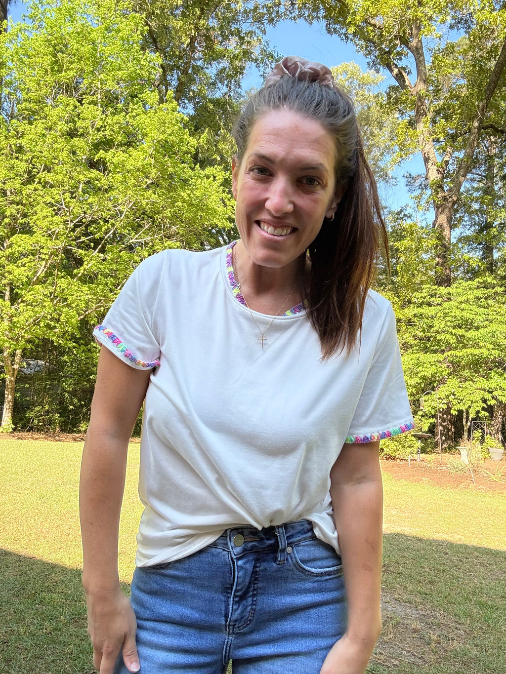 White Embroidered Tshirt