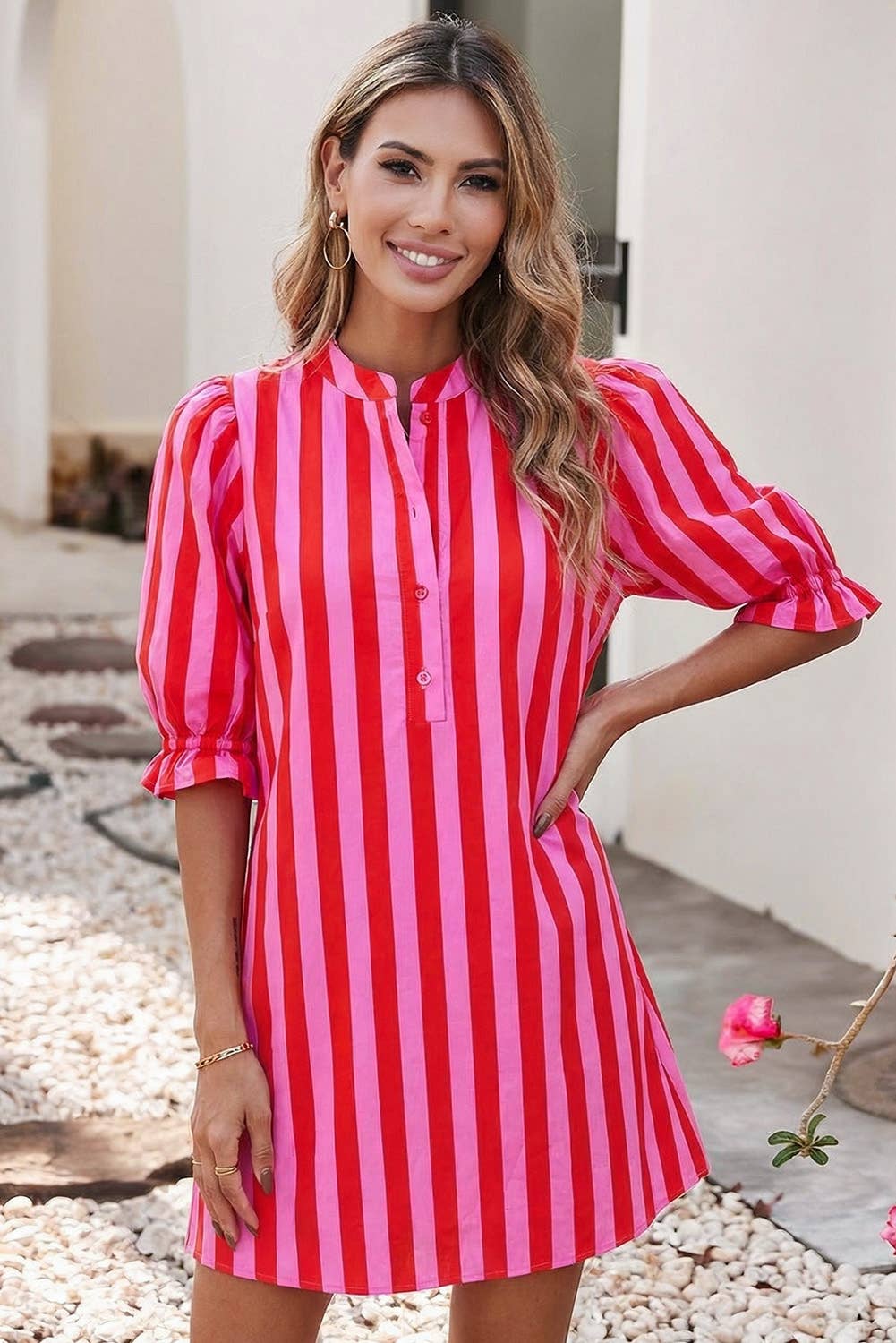 Striped pink dress up to 4x