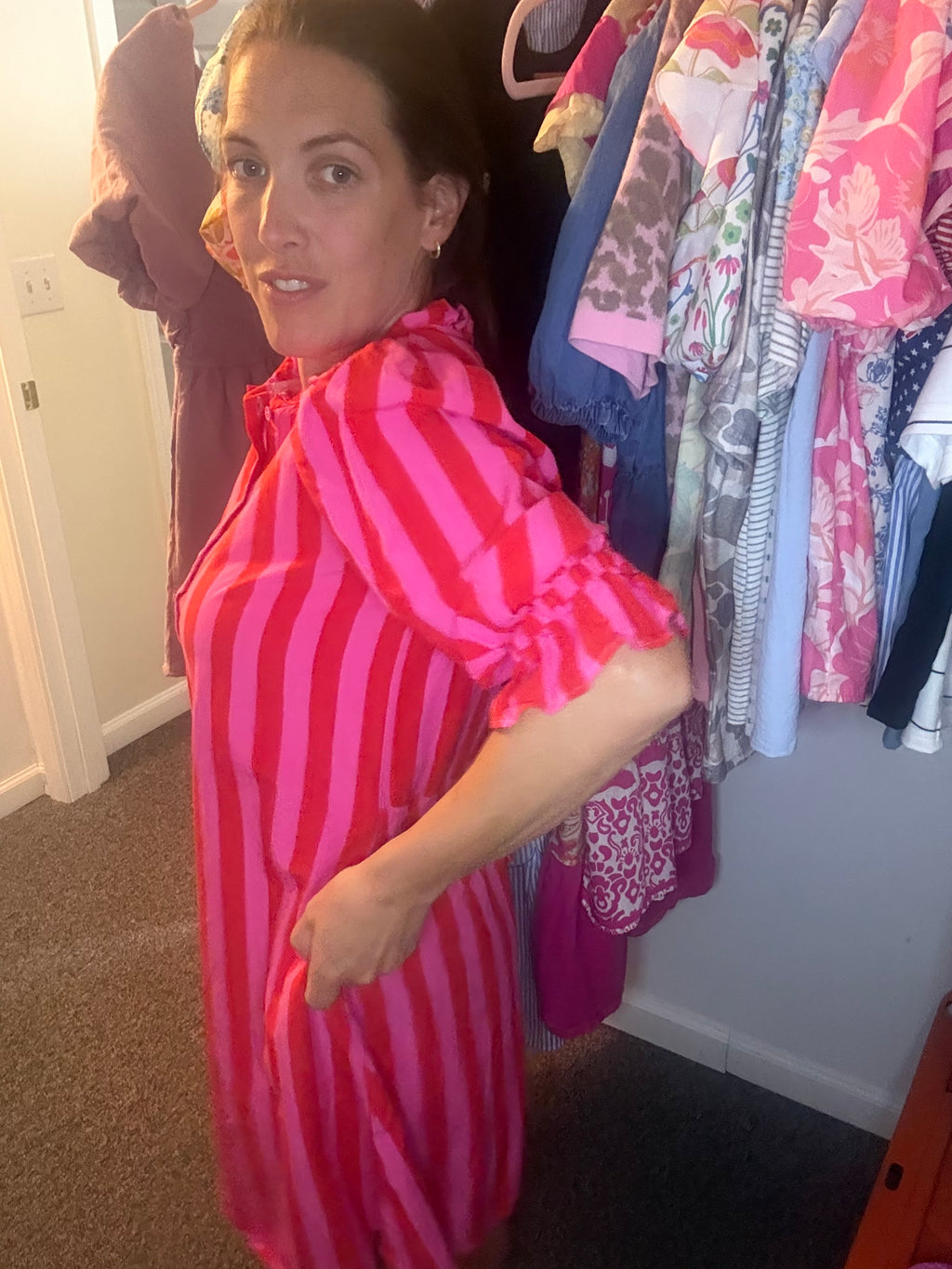 Striped pink dress up to 4x