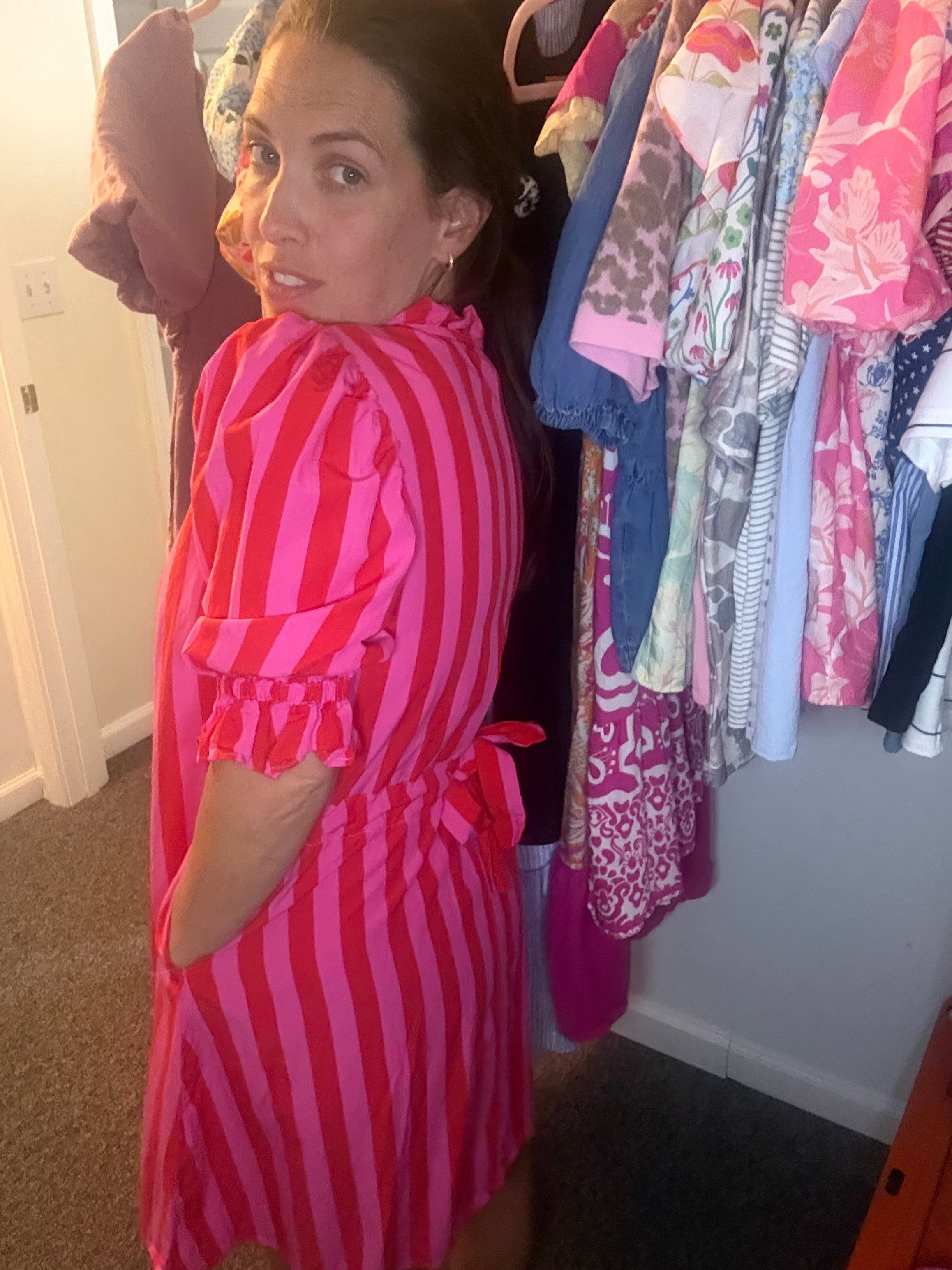 Striped pink dress up to 4x