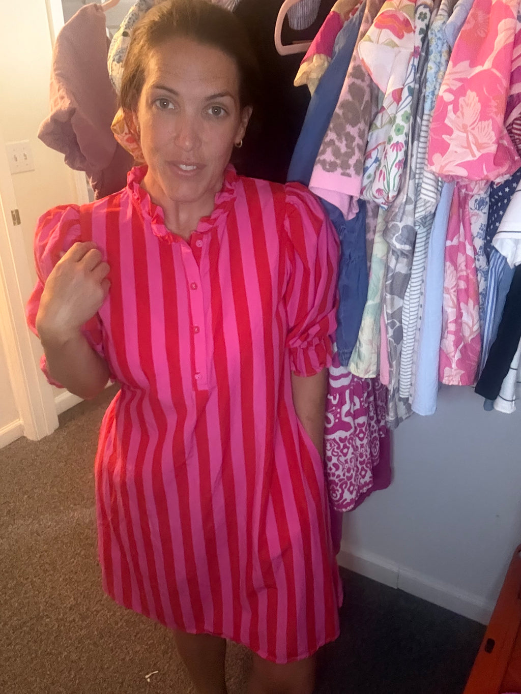 Striped pink dress up to 4x