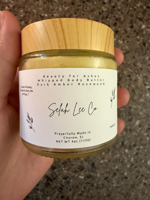 Beauty for Ashes Whipped Body Butter In Amber Rosewood scent