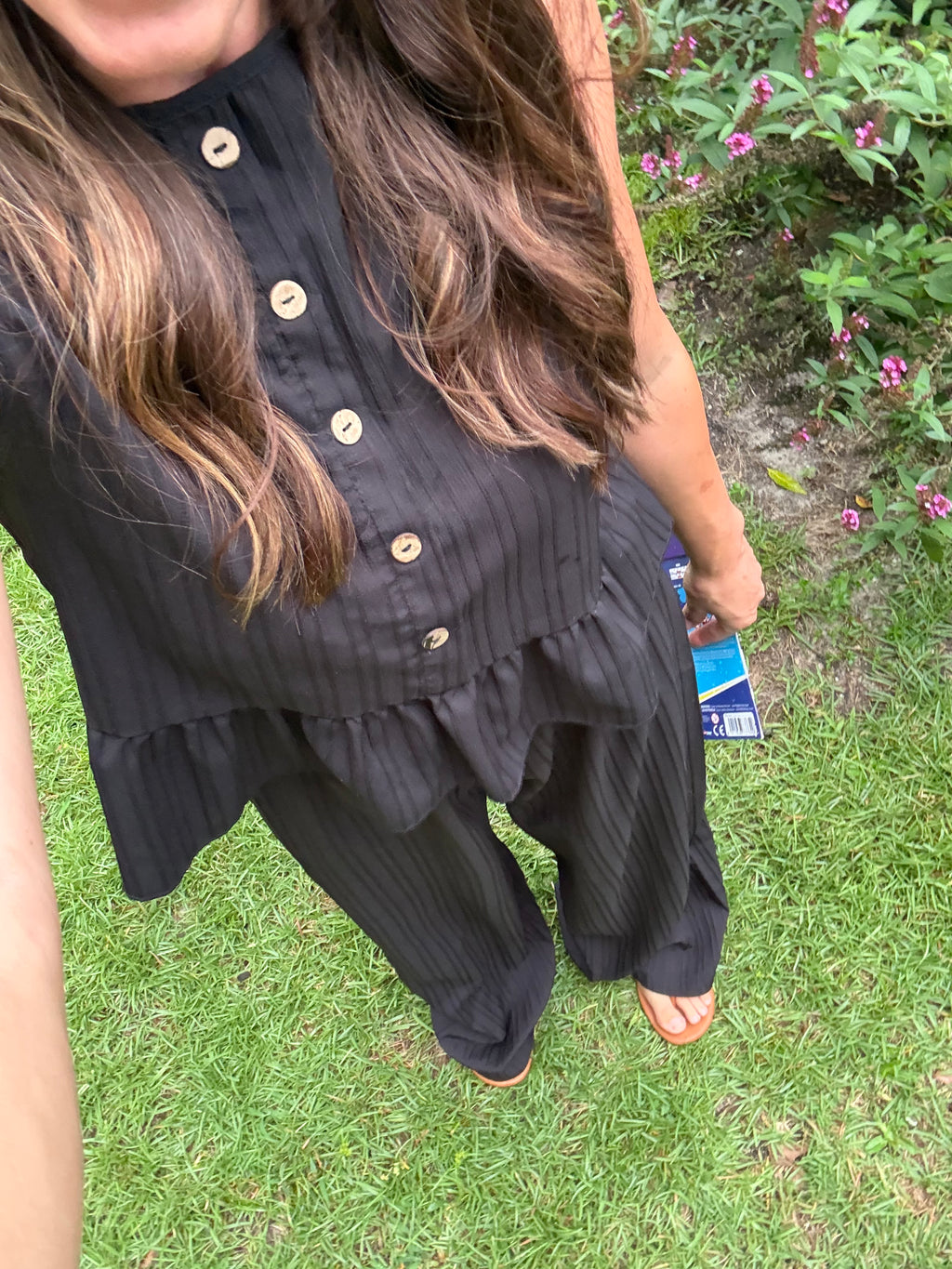 Black peplum set