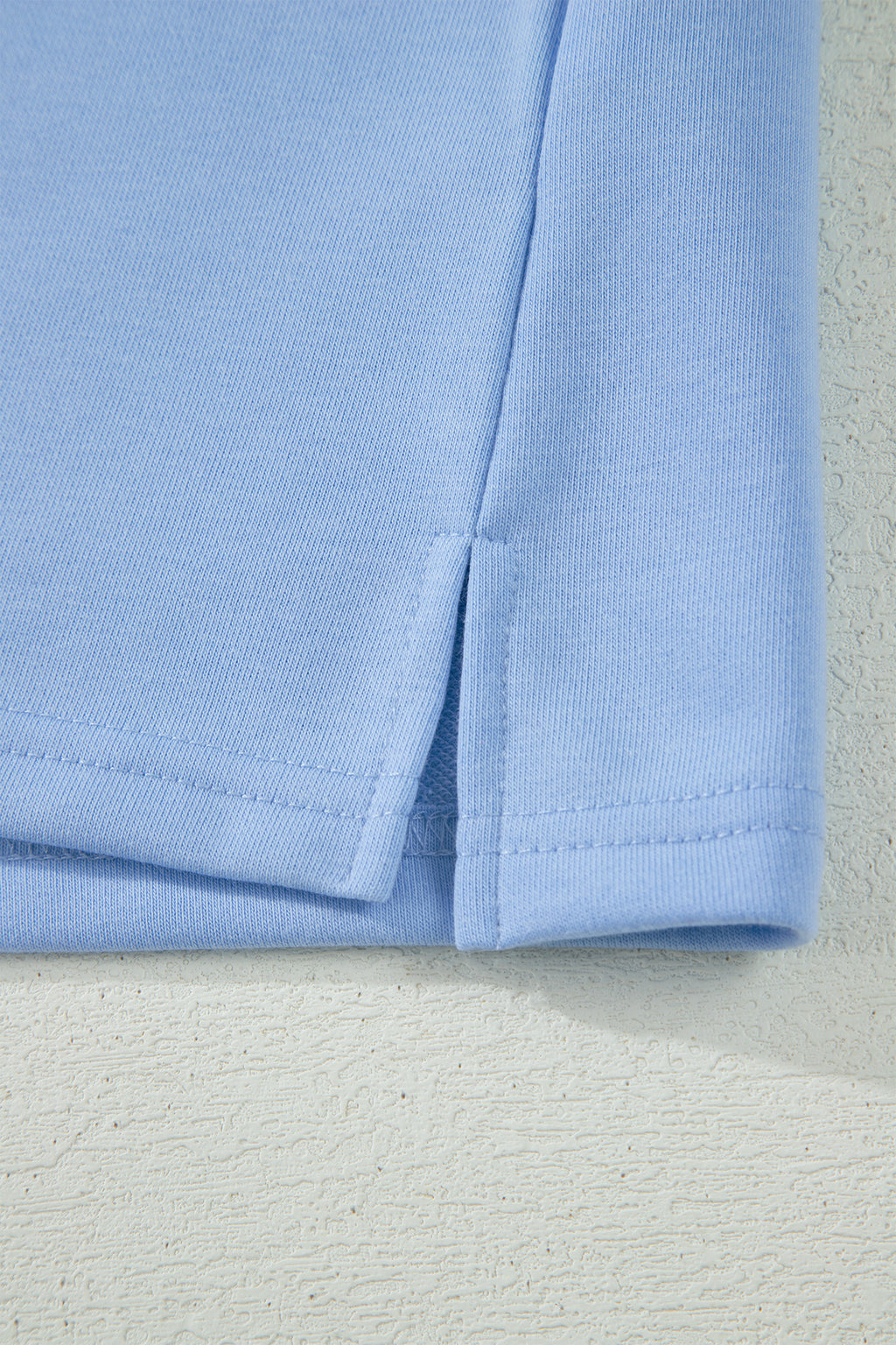 Mist Blue Loose Polo Tee Elastic Waist 2pcs Short Set